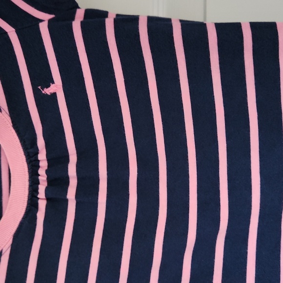 Ralph Lauren, Girl's, Dress,Sz 4/4T, Navy & Pink, Sh Sleeve w 2 Bottom Ruffles - Picture 2 of 8